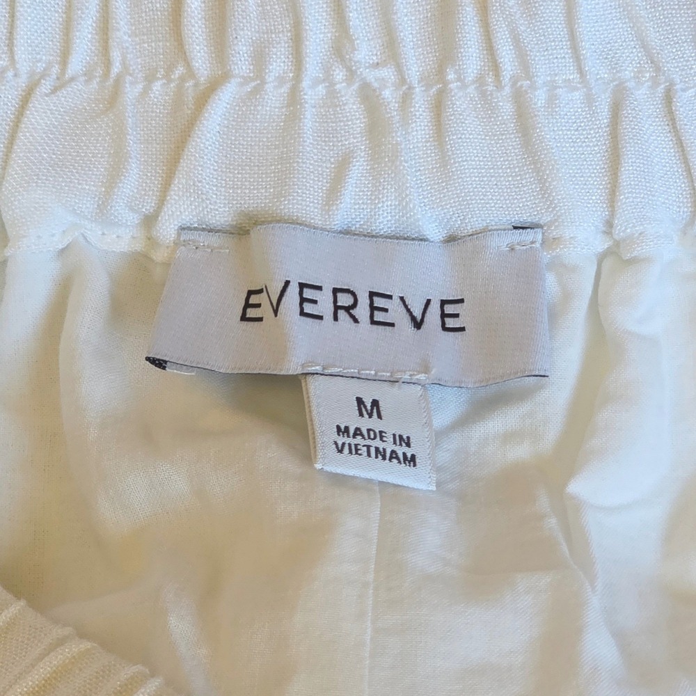 Evereve Sophia Linen Wide Leg Pants White Elastic Waist Medium NWOT - Picture 3 of 8
